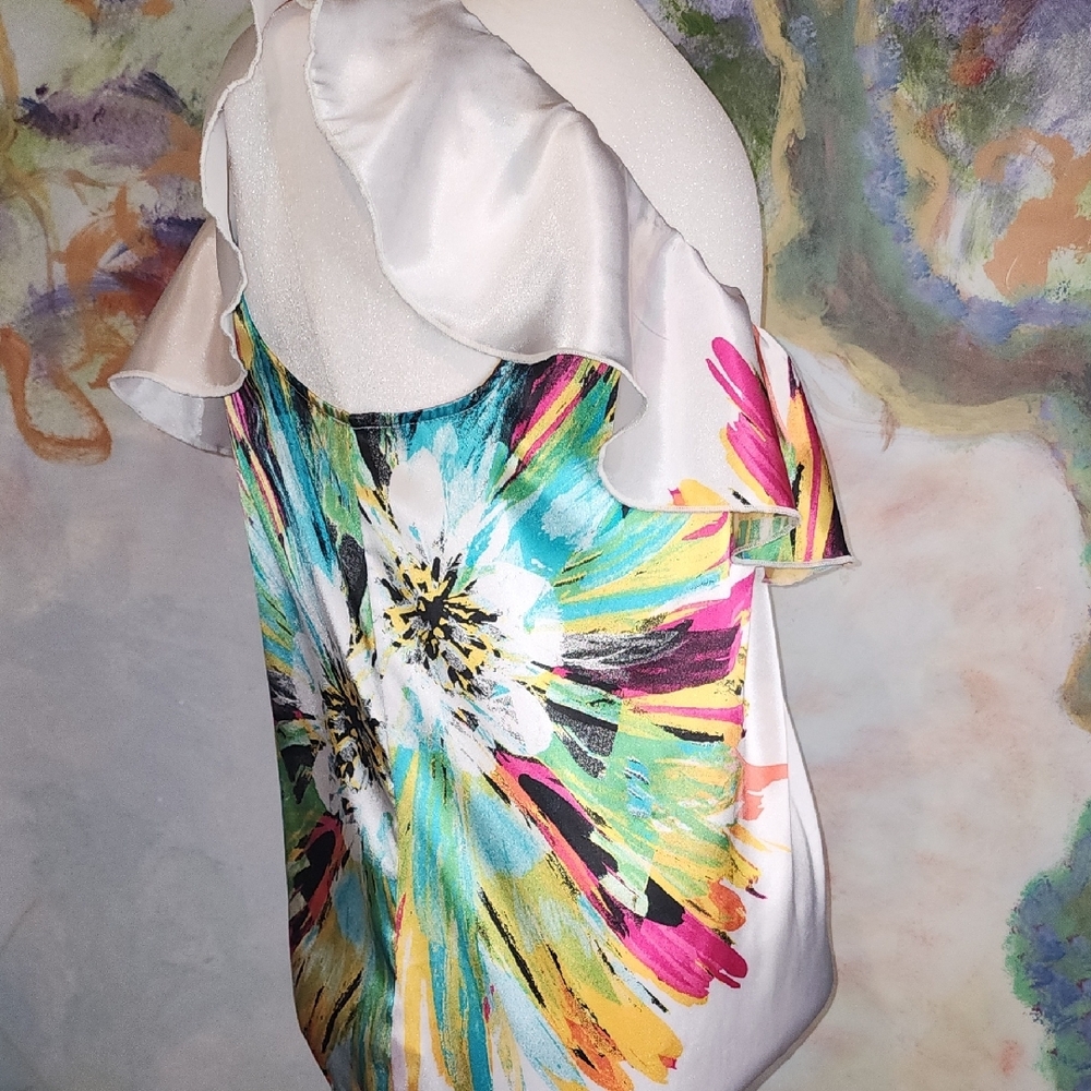 HeartSoul White Asymmetrical Ruffled Blouse - Picture 10 of 12